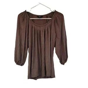 Banana Republic Women's Brown Rayon/Spandex Gathered Neck Knit T-shirt